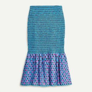 J. Crew Blocked Layer Smocked Skirt Blue 6